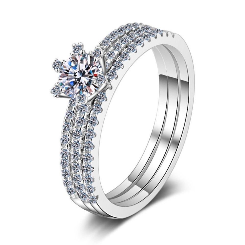 Certified 1ct. t.w. Diamond Moissanite Engagement Ring Set NEW - Picture 2 of 9
